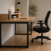 Altura Workstation Side View With Chair Natural Oat Matte Black Color Altura Workstation Side View With Chair Natural Oat Matte Black Color