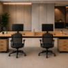 Axis 2persons Workstation Rear View Natural Oat Matte Black Color Axis 2persons Workstation Rear View Natural Oat Matte Black Color