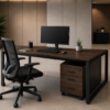 Axis Workstation Perspective Dark Walnut Matte Black Color Axis Workstation Perspective Dark Walnut Matte Black Color