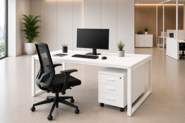 Axis Workstation Perspective Pure White Matte Black Color Axis Workstation Perspective Pure White Matte Black Color