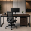 Axis Workstation Rear Dark Walnut Matte Black Color Axis Workstation Rear Dark Walnut Matte Black Color