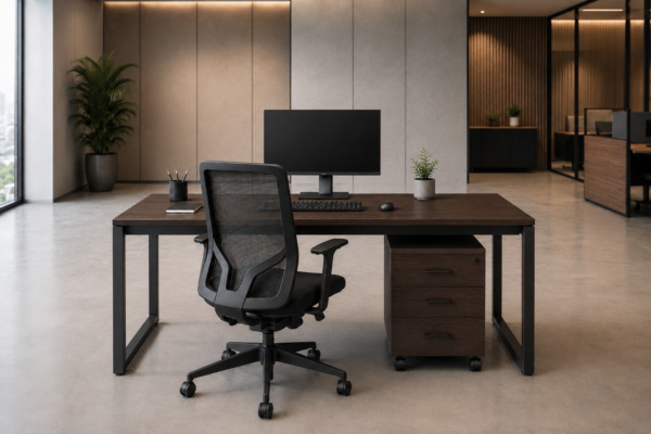 Axis Workstation Rear Dark Walnut Matte Black Color Axis Workstation Rear Dark Walnut Matte Black Color