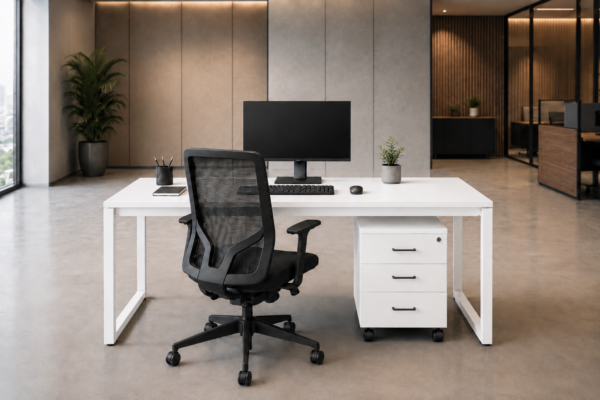 Axis Workstation Rear Pure White Matte Black Color Axis Workstation Rear Pure White Matte Black Color