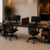 Nexus 2persons Workstation Rear Perspective View Dark Walnut Matte Black Color Nexus 2persons Workstation Rear Perspective View Dark Walnut Matte Black Color