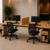 Nexus 2persons Workstation Rear Perspective View Natural Oat Matte Black Color Nexus 2persons Workstation Rear Perspective View Natural Oat Matte Black Color