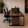 Nexus 2persons Workstation Side View Dark Walnut Matte Black Color Nexus 2persons Workstation Side View Dark Walnut Matte Black Color