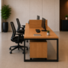 Nexus 2persons Workstation Side View Natural Oat Matte Black Color Nexus 2persons Workstation Side View Natural Oat Matte Black Color