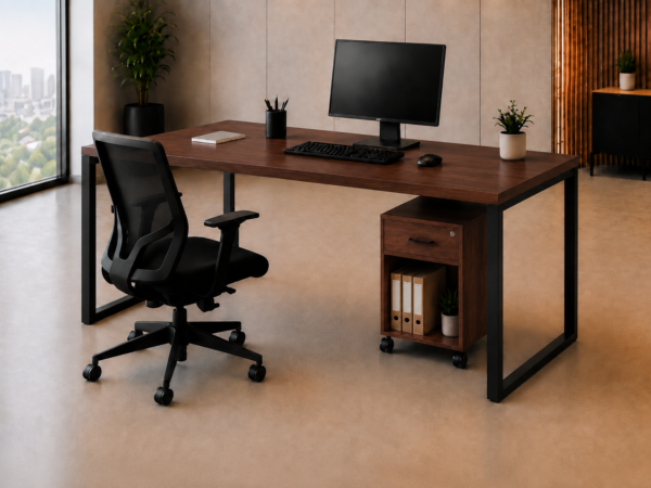 Nexus Workstation Perspective Dark Walnut Matte Black Color Nexus Workstation Perspective Dark Walnut Matte Black Color
