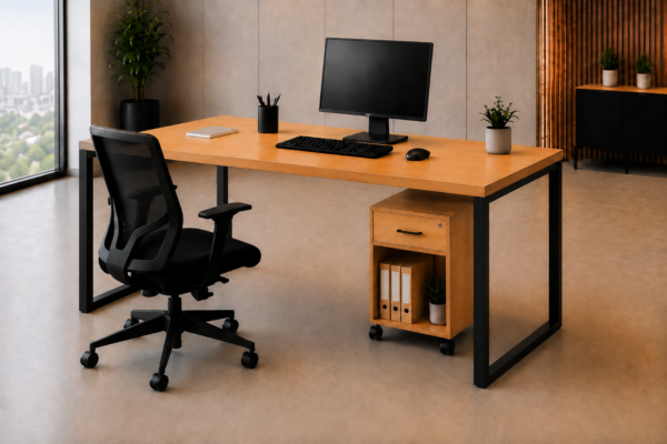 Nexus Workstation Perspective Natural Oat Matte Black Color Nexus Workstation Perspective Natural Oat Matte Black Color