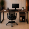 Nexus Workstation Rear View Dark Walnut Matte Black Color Nexus Workstation Rear View Dark Walnut Matte Black Color