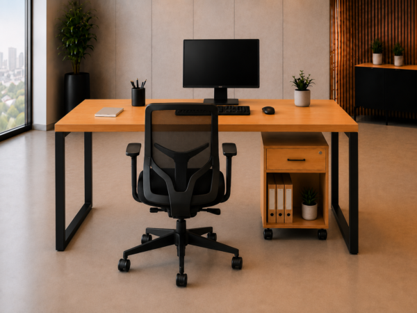 Nexus Workstation Rear View Natural Oat Matte Black Color Nexus Workstation Rear View Natural Oat Matte Black Color