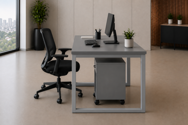 Nexus Workstation Side View Metallic Grey Matte Black Color Nexus Workstation Side View Metallic Grey Matte Black Color