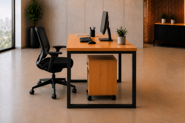 Nexus Workstation Side View Natural Oat Matte Black Color Nexus Workstation Side View Natural Oat Matte Black Color