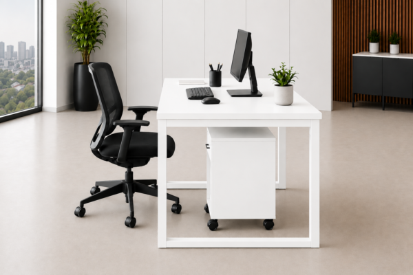 Nexus Workstation Side View Pure White Matte Black Color Nexus Workstation Side View Pure White Matte Black Color