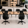 Orion Workstation 2 Person Front View Natural Oat Matte Black Color Orion Workstation 2 Person Front View Natural Oat Matte Black Color