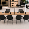Orion Workstation 2 Person Rear View Natural Oat Matte Black Color Orion Workstation 2 Person Rear View Natural Oat Matte Black Color
