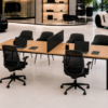 Orion Workstation 2 Person Side Perspective View Natural Oat Matte Black Color Orion Workstation 2 Person Side Perspective View Natural Oat Matte Black Color