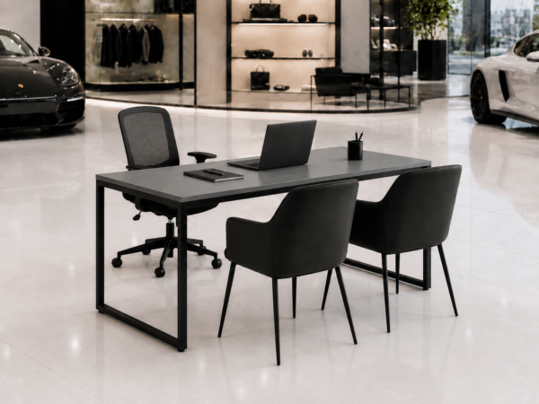 Orion Workstation Front Perspective View Metallic Grey Matte Black Color Orion Workstation Front Perspective View Metallic Grey Matte Black Color
