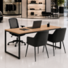 Orion Workstation Front Perspective View Natural Oat Matte Black Color Orion Workstation Front Perspective View Natural Oat Matte Black Color