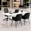 Orion Workstation Front Perspective View Pure White Matte Black Color Orion Workstation Front Perspective View Pure White Matte Black Color