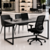 Orion Workstation Perspective With Chair Metallic Grey Matte Black Color Orion Workstation Perspective With Chair Metallic Grey Matte Black Color
