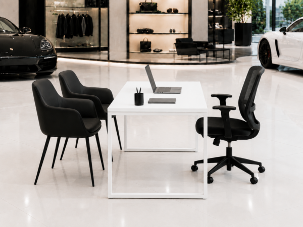 Orion Workstation Side View Pure White Matte Black Color Orion Workstation Side View Pure White Matte Black Color