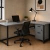 Vectra Workstation Perspective With Chair Metallic Grey Matte Black Color Vectra Workstation Perspective With Chair Metallic Grey Matte Black Color