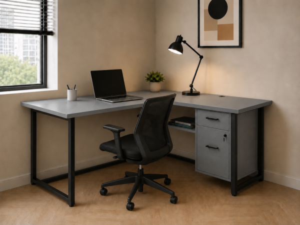 Vectra Workstation Perspective With Chair Metallic Grey Matte Black Color Vectra Workstation Perspective With Chair Metallic Grey Matte Black Color