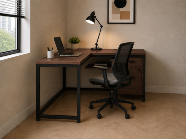 Vectra Workstation Side View Dark Walnut Matte Black Color Vectra Workstation Side View Dark Walnut Matte Black Color