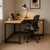 Vectra Workstation Side View Natural Oat Matte Black Color Vectra Workstation Side View Natural Oat Matte Black Color