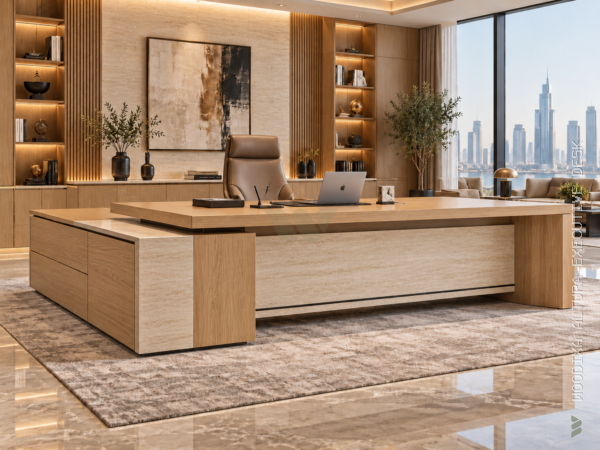 Altura Executive Desk Natural Oat Angled View Islamabad Pakistan