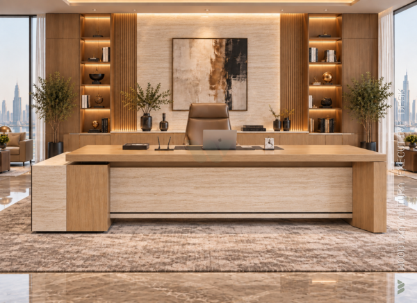 Altura Executive Desk Natural Oat Front View Islamabad Pakistan