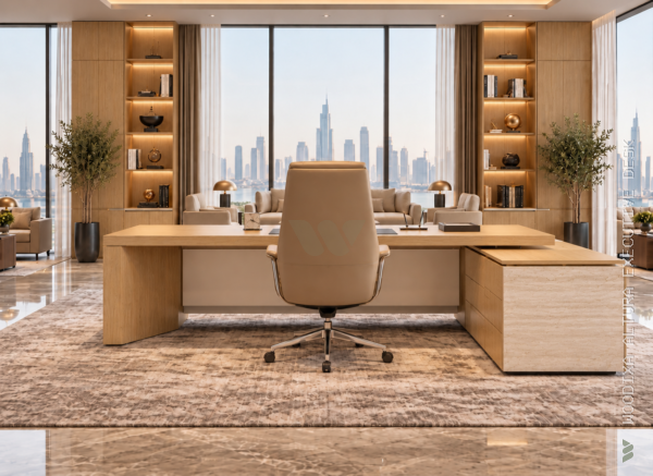 Altura Executive Desk Natural Oat Rear View Islamabad Pakistan