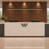 Altura Reception Desk Dark Charcoal Front View Altura Reception Desk Dark Charcoal Front View