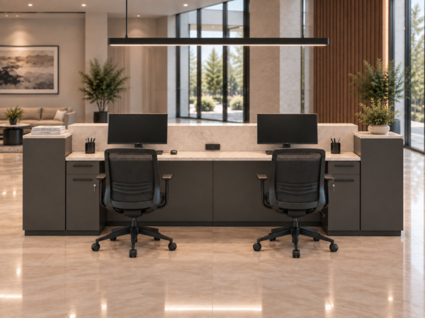 Altura Reception Desk Dark Charcoal Rear View Altura Reception Desk Dark Charcoal Rear View
