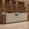 Altura Reception Desk Natural Oat Angled View Altura Reception Desk Natural Oat Angled View