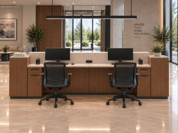 Altura Reception Desk Natural Oat Rear View Altura Reception Desk Natural Oat Rear View