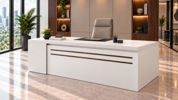 Axis Executive Desk White Angled View Islamabad Pakistan Axis Executive Desk White Angled View Islamabad Pakistan