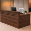 Axis Reception Desk Dark Walnut Angled View Axis Reception Desk Dark Walnut Angled View