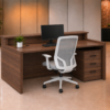 Axis Reception Desk Dark Walnut Rear View Axis Reception Desk Dark Walnut Rear View