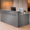 Axis Reception Desk Metallic Grey Angled View Axis Reception Desk Metallic Grey Angled View
