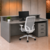 Axis Reception Desk Metallic Grey Rear View Axis Reception Desk Metallic Grey Rear View