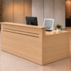 Axis Reception Desk Natural Oak Angled View Axis Reception Desk Natural Oak Angled View
