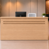 Axis Reception Desk Natural Oak Front View Axis Reception Desk Natural Oak Front View