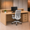 Axis Reception Desk Natural Oak Rear View Axis Reception Desk Natural Oak Rear View