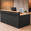 Axis Reception Desk Natural Oat Matte Charcoal Black Angled View Axis Reception Desk Natural Oat Matte Charcoal Black Angled View