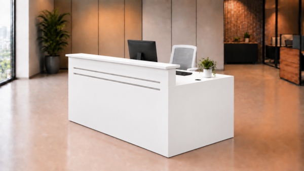 Axis Reception Desk White Angled View Axis Reception Desk White Angled View