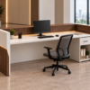 Nexus Reception Desk White Dark Walnut Rear View Nexus Reception Desk White Dark Walnut Rear View
