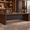Orion Executive Desk Dark Walnut Angled View Islamabad Pakistan