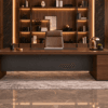 Orion Executive Desk Dark Walnut Front View Islamabad Pakistan